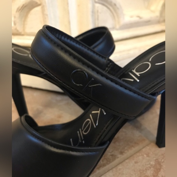 *Calvin Klein* Black Strap Heeled Sandal Pumps (Size 7M) - Picture 6 of 14